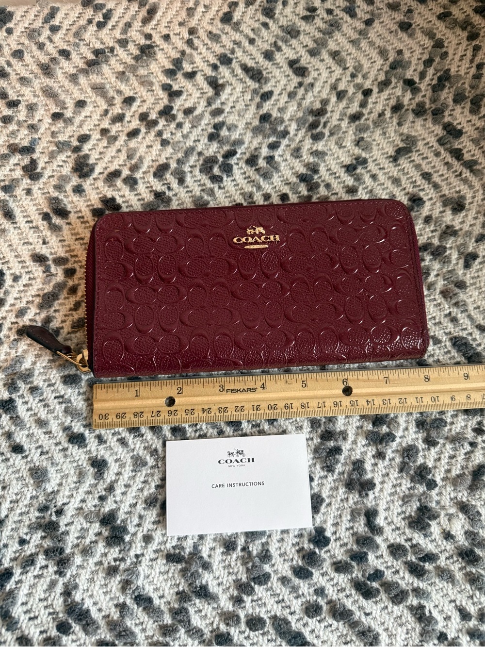 Coach Embossed Zip Wallet in Deep Wine - Picture 2 of 5